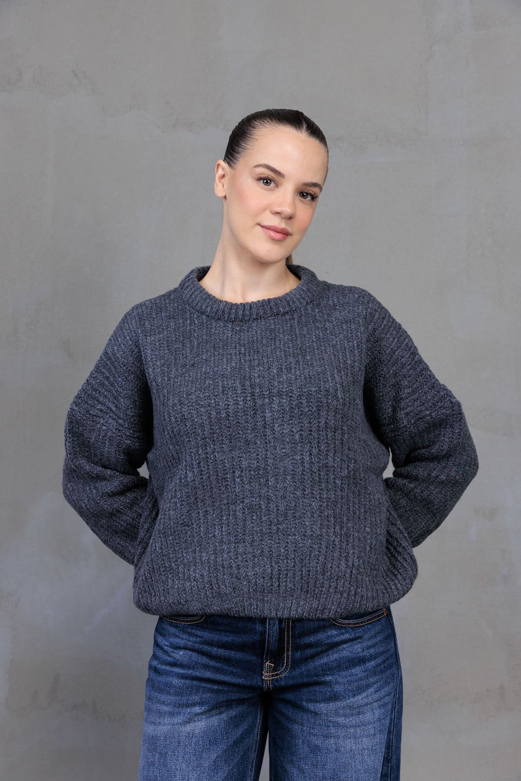 Antrasit Oversize Triko Kazak