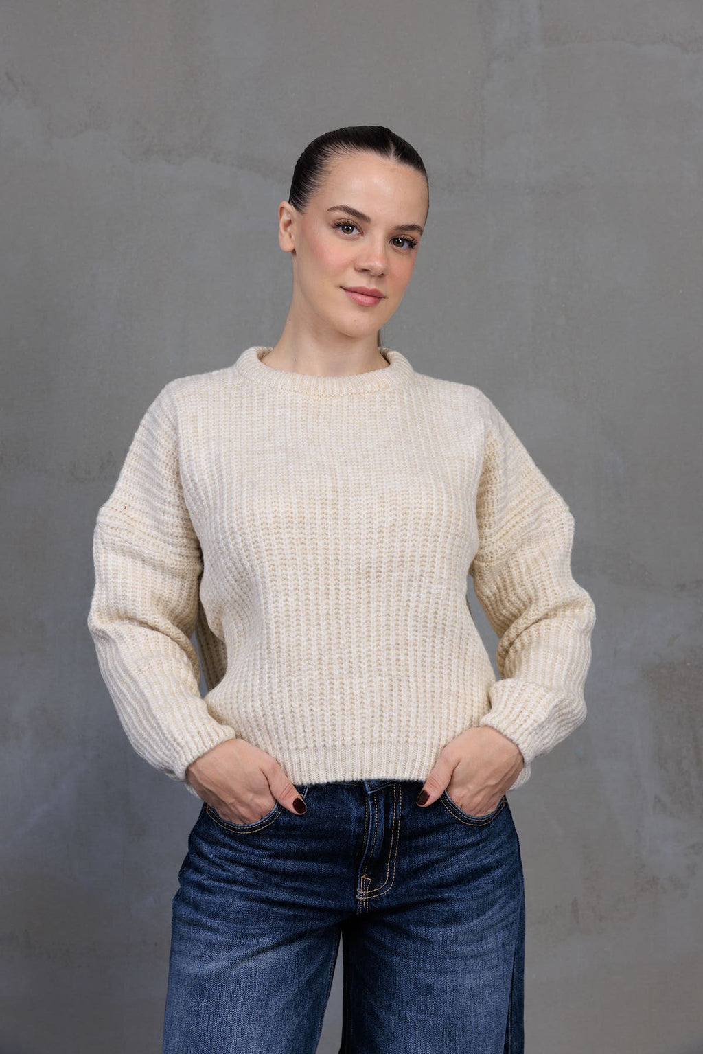 Bej Oversize Triko Kazak